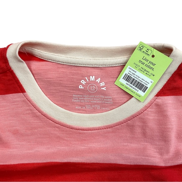 NWT Primary Girls Rugby Stripe T-Shirt Dress With Pockets Size 10 - Picture 3 of 3